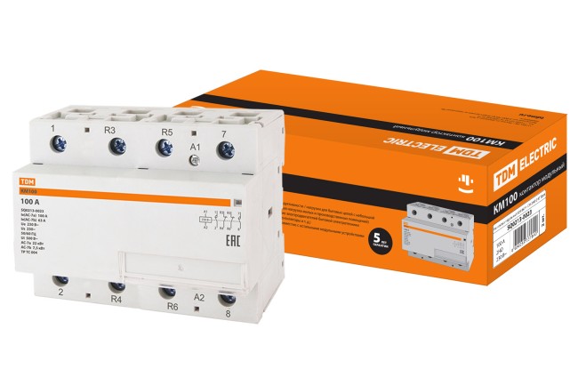 Контактор модульный КМ100/4-100 2НО;2НЗ TDM Контактор модульный КМ100/4-100 2НО;2НЗ TDM