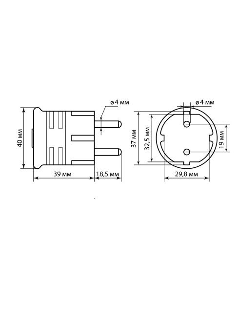 Вилка с/з круглая черная 10А 250В TDM