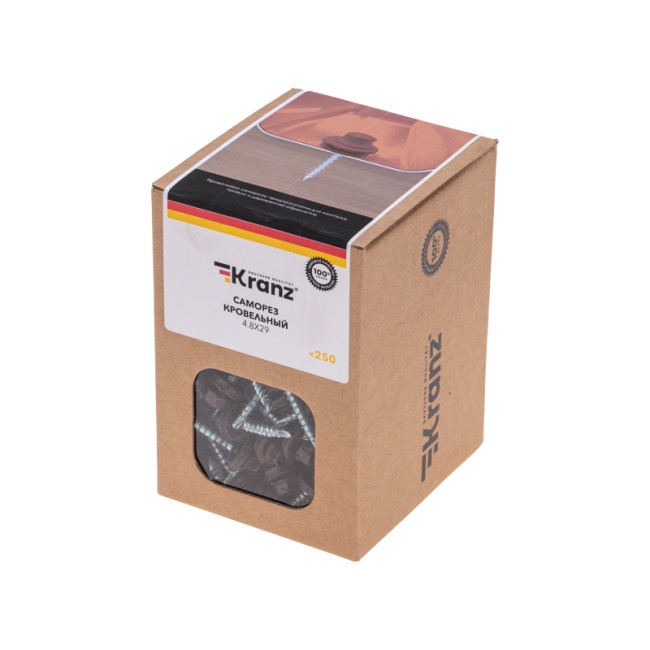 Саморез кровельный 4,8х29, окрашенный RAL 8017, короб (250 шт/уп) KRANZ