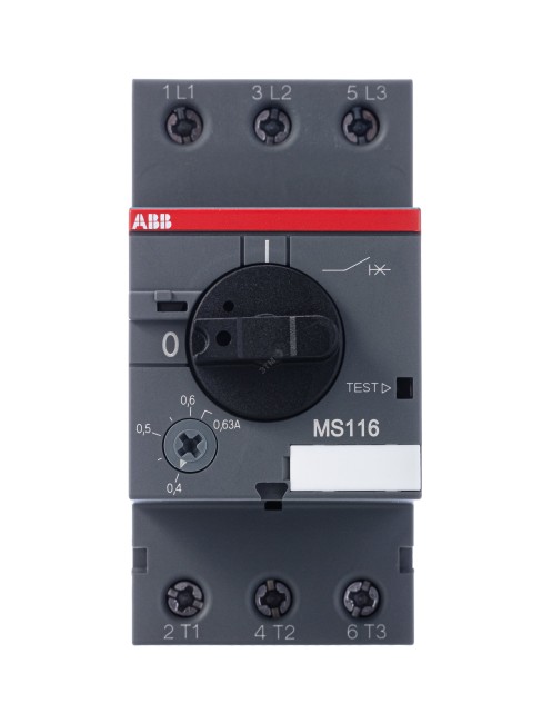 Выключатель автоматический для защиты электродвигателей 0.4-0.63А MS116 управление ручкой Выключатель автоматический для защиты электродвигателей 0.4-0.63А MS116 управление ручкой
