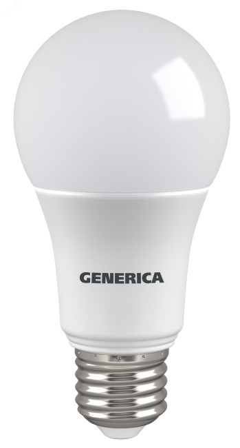 Лампа светодиодная A60 груша 10Вт 230В 6500К E27 GENERICA Лампа светодиодная A60 груша 10Вт 230В 6500К E27 GENERICA