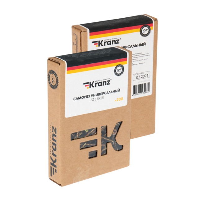 Саморез универсальный KRANZ 3.5х35, желтый цинк, короб (200 шт./уп.) Саморез универсальный KRANZ 3.5х35, желтый цинк, короб (200 шт./уп.)