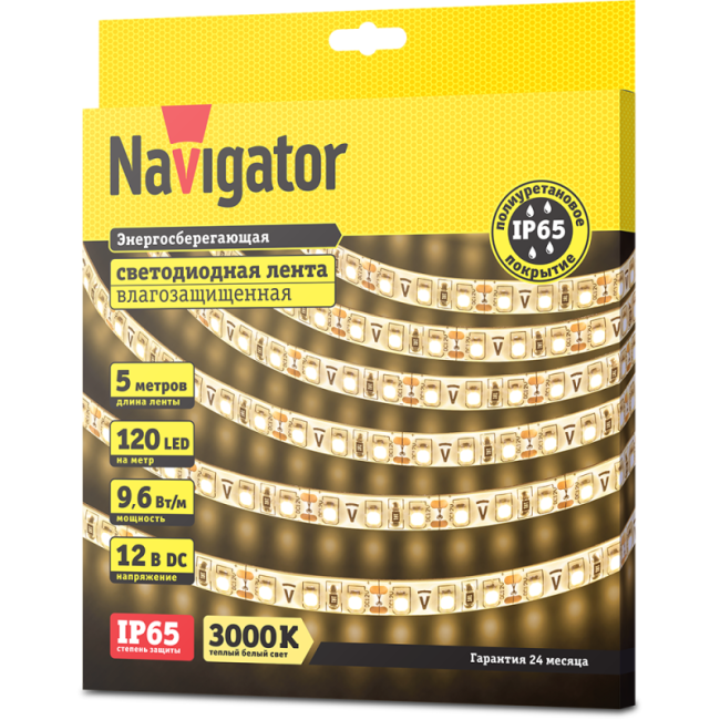 Лента светодиодная 71 411 NLS-3528WW120-9.6 IP65 12B R5 9.6Вт/м (уп.5м) Navigator 71411 Лента светодиодная 71 411 NLS-3528WW120-9.6 IP65 12B R5 9.6Вт/м (уп.5м) Navigator 71411