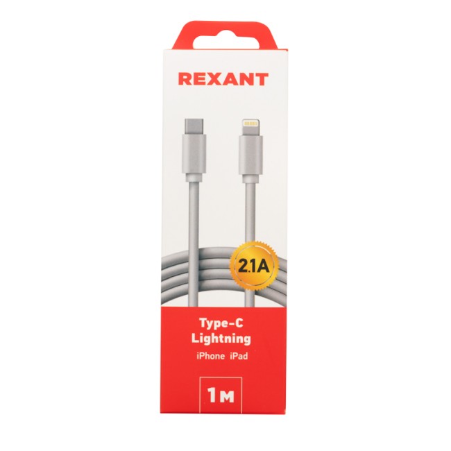 Кабель REXANT Type-C-Lightning 2.1 A, 1 м, белый ПВХ
