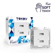 Розетка 2-м USB СП Pixel тип A+A 5В 1х2.1А 2х1.05А механизм айс TOKOV ELECTRIC TKE-PX-2USB-C34 Розетка 2-м USB СП Pixel тип A+A 5В 1х2.1А 2х1.05А механизм айс TOKOV ELECTRIC TKE-PX-2USB-C34