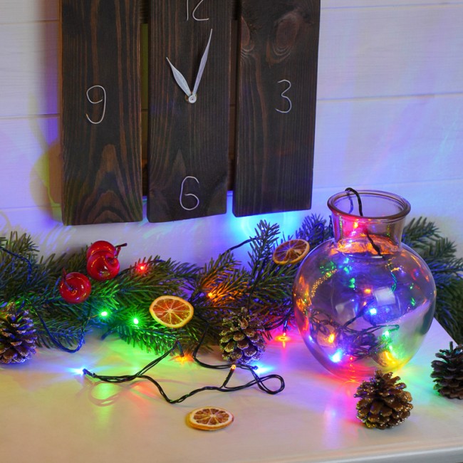 Гирлянда Твинкл Лайт 4 м, темно-зеленый ПВХ, 25 LED, цвет мультиколор Гирлянда Твинкл Лайт 4 м, темно-зеленый ПВХ, 25 LED, цвет мультиколор