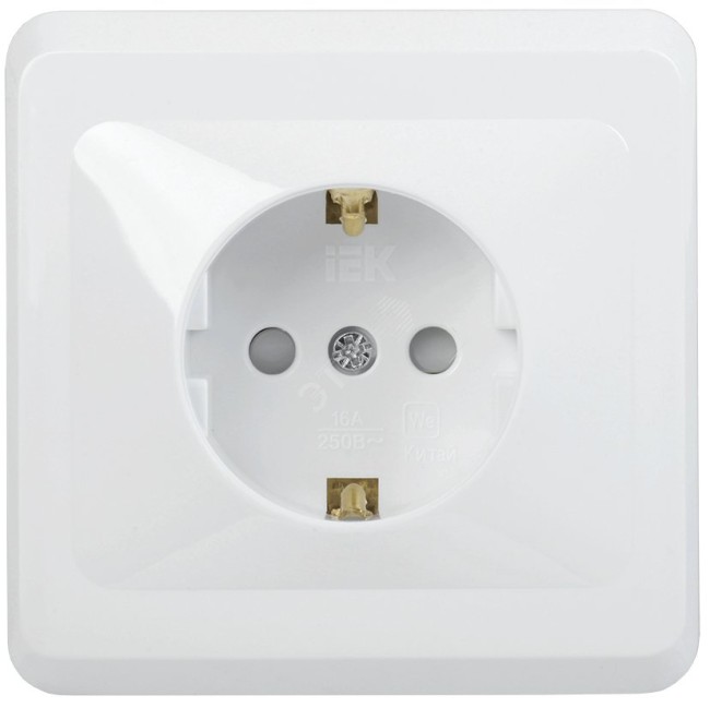Розетка РСш10-3-ВБ одноместная с заземляющим контактом с защитными шторками 16А ВЕГА белый Розетка РСш10-3-ВБ одноместная с заземляющим контактом с защитными шторками 16А ВЕГА белый