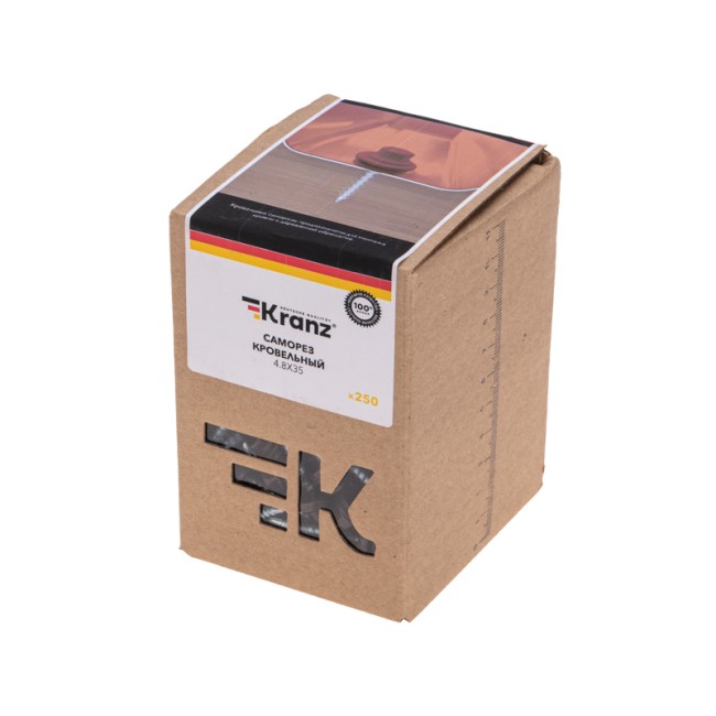 Саморез кровельный 4,8х35, окрашенный RAL 8017, короб (250 шт/уп) KRANZ Саморез кровельный 4,8х35, окрашенный RAL 8017, короб (250 шт/уп) KRANZ