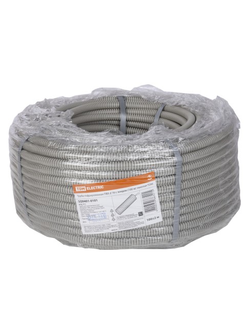 Труба гофрированная ПВХ d 16 с зондом (100 м) тяжелая TDM Труба гофрированная ПВХ d 16 с зондом (100 м) тяжелая TDM