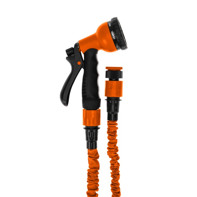 Набор поливочный, растягивающийся шланг 20 м, пистолет 7 режимов, соединитель ЧЕТЫРЕ СЕЗОНА