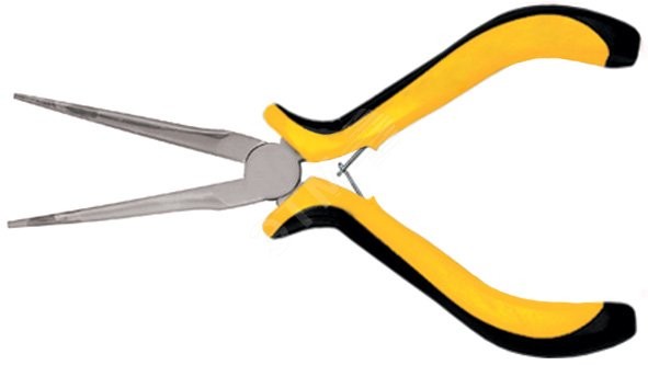 Тонконосы ''мини'' удлиненные Профи, никелированное покрытие, черно-желтые мягкие ручки 150 мм