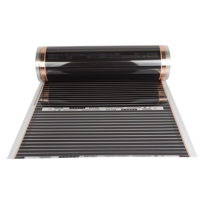 Пленочный теплый пол REXANT Optima 150, площадь 11 м², 0.5х22 м, 1650 Вт Пленочный теплый пол REXANT Optima 150, площадь 11 м², 0.5х22 м, 1650 Вт