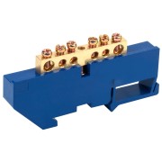 Шина «N» нулевая с синим изолятором на DIN-рейку 6x9 мм стойка бол. 6 групп REXANT Шина «N» нулевая с синим изолятором на DIN-рейку 6x9 мм стойка бол. 6 групп REXANT