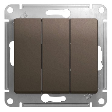 GLOSSA Выключатель трехклавишный схема 3 шоколад в рамку GLOSSA Выключатель трехклавишный схема 3 шоколад в рамку