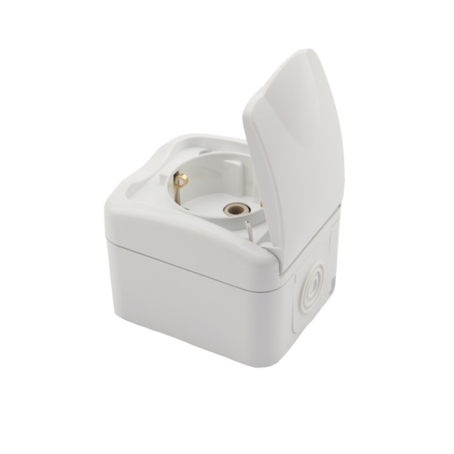 Розетка одноместная Mini OG IP54, с заземлением, о/у, белая KRANZ Розетка одноместная Mini OG IP54, с заземлением, о/у, белая KRANZ