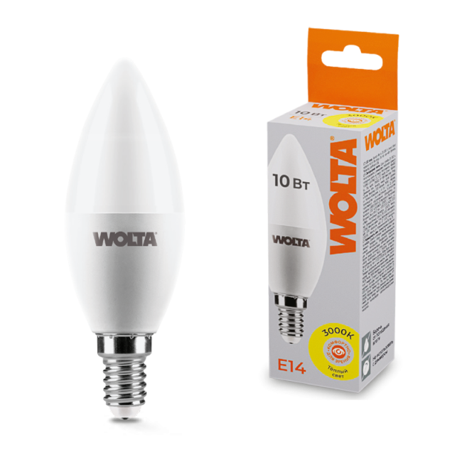 Светодиодная лампа WOLTA 25YC10E14 10Вт 3000K E14