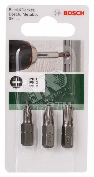 Набор насадок-бит Standard 25мм PH1/2/3 XH SET (3шт) Набор насадок-бит Standard 25мм PH1/2/3 XH SET (3шт)