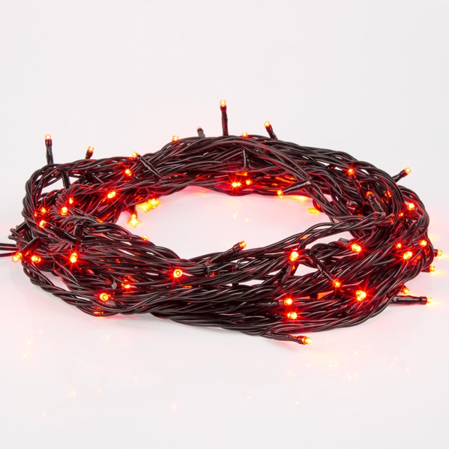 Гирлянда Твинкл Лайт 10 м, черный ПВХ, 100 диодов, цвет красный (контроллер в комплекте)