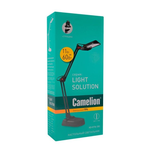 Светильник KD-017A настол. база + струбцина 230В 11Вт КЛЛ 2G7 черн. Camelion 3276 Светильник KD-017A настол. база + струбцина 230В 11Вт КЛЛ 2G7 черн. Camelion 3276