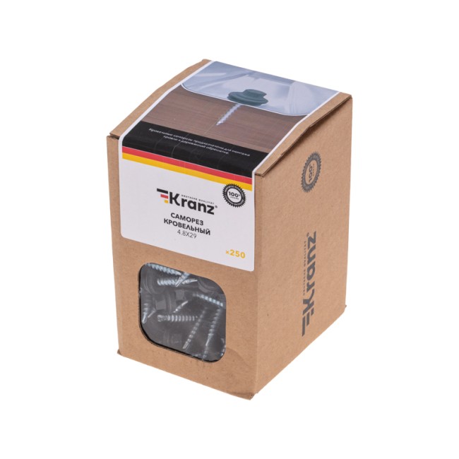 Саморез кровельный 4,8х29, окрашенный RAL 7024, короб (250 шт/уп) KRANZ