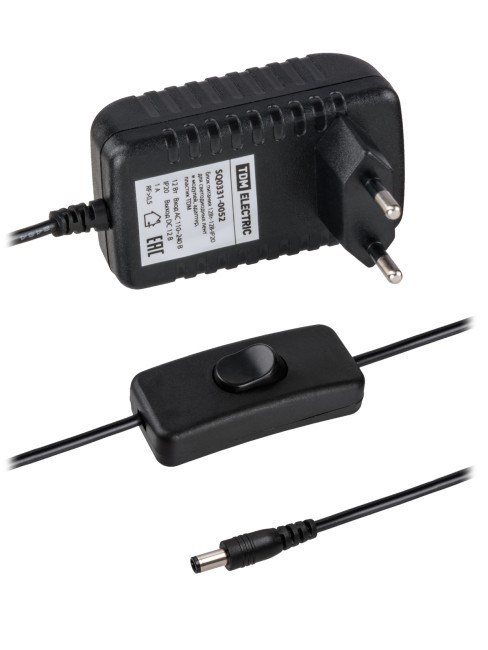 Блок питания 12Вт-12В-IP20  для светодиодных лент и модулей, адаптер, пластик TDM