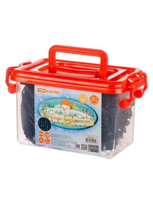 Гирлянда светодиодная "Бахрома" 2х1м, 152LED, 2700К, черный шнур, посл. подкл, IP65, 250 В, TDM