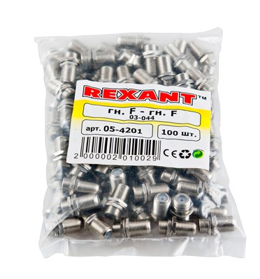 Переходник гнездо F – гнездо F, бочка с кольцом REXANT