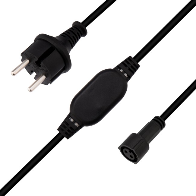 Шнур питания для гирлянды Дюраплей, 4А, подключение до 200м, черный каучук, 230 В