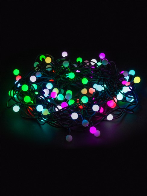 Гирлянда светодиодная "Шарики" 100LED, 10м, многоцвет., каучук чер., посл.подключ., 250 В, IP65, TDM Гирлянда светодиодная "Шарики" 100LED, 10м, многоцвет., каучук чер., посл.подключ., 250 В, IP65, TDM