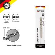 Сверло по металлу 7,0х109х69 мм HSS (1 шт. в упаковке) DIN 338 Kranz Сверло по металлу 7,0х109х69 мм HSS (1 шт. в упаковке) DIN 338 Kranz
