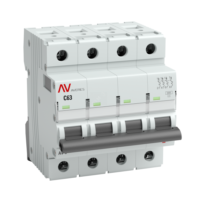 Выключатель автоматический AV-6 DC 4P 4A (C) 6кА AVERES