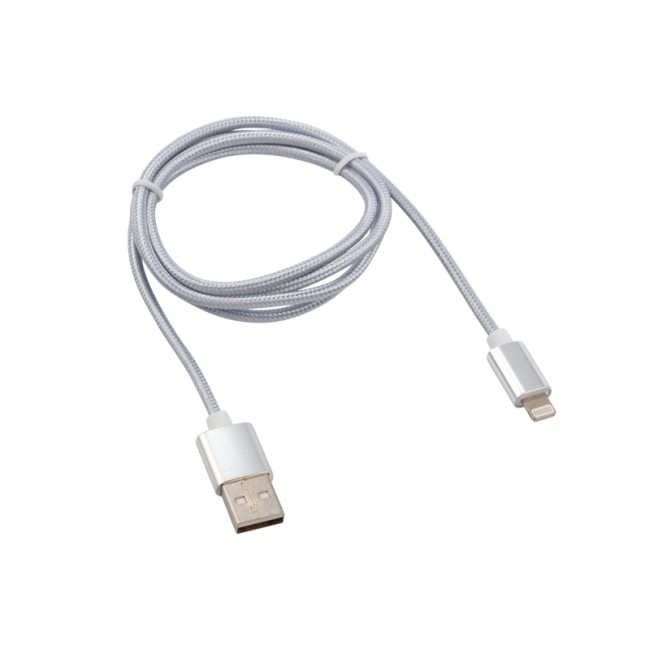 Кабель REXANT USB-Lightning 1 м, серебристая нейлоновая оплетка