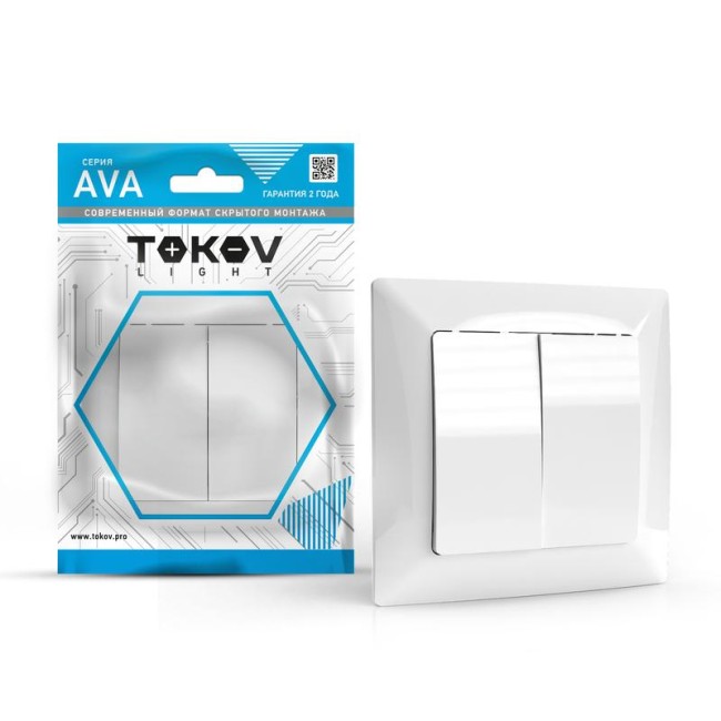 Выключатель 2-кл. СП AVA 10А IP20 в сборе бел. TOKOV LIGHT TKL-AV-V2F-C01 Выключатель 2-кл. СП AVA 10А IP20 в сборе бел. TOKOV LIGHT TKL-AV-V2F-C01