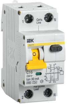 Выключатель автоматический дифференциальный АВДТ-32 1п+N 16А 30мА С(Электронный)