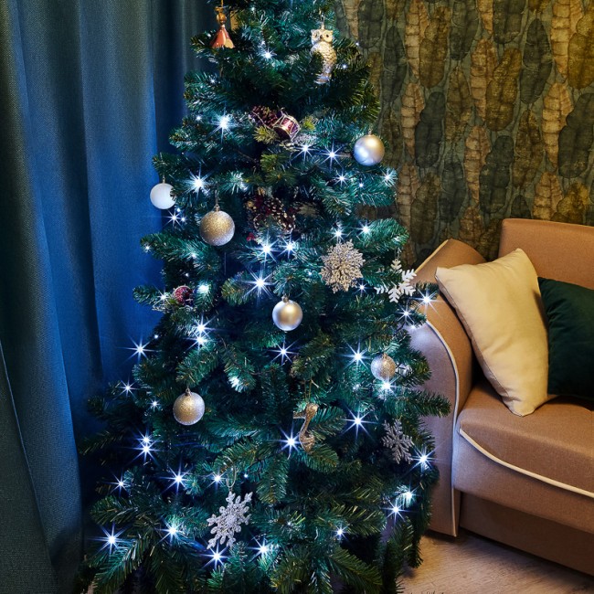 Гирлянда Твинкл Лайт 15 м, темно-зеленый ПВХ, 120 LED, цвет белый Гирлянда Твинкл Лайт 15 м, темно-зеленый ПВХ, 120 LED, цвет белый