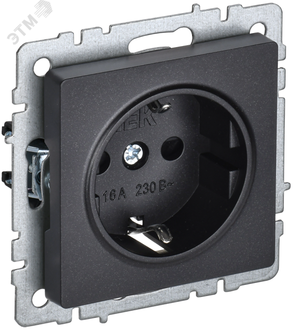 BRITE Розетка с заземлением без защитных шторок 16А РС11-1-0-БрЧ черный BRITE Розетка с заземлением без защитных шторок 16А РС11-1-0-БрЧ черный