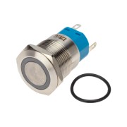 Кнопка антивандальная Ø19 12В(LED) Фикс (5с) OFF-ON/ON-OFF подсв/зеленая REXANT Кнопка антивандальная Ø19 12В(LED) Фикс (5с) OFF-ON/ON-OFF подсв/зеленая REXANT