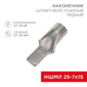 Наконечник штифтовой медный луженый НШМЛ 25-7х15 (25мм² - Ø7мм) (в упак. 25 шт.) REXANT Наконечник штифтовой медный луженый НШМЛ 25-7х15 (25мм² - Ø7мм) (в упак. 25 шт.) REXANT