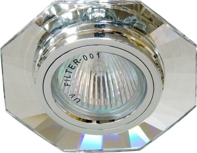 Светильник ИВО-50w 12в G5.3 серебро со стеклом серебро