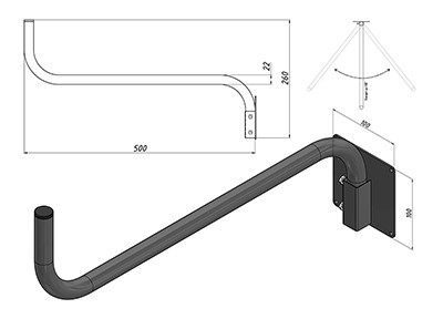 Кронштейн поворотный Севастополь-1, 50см REXANT 