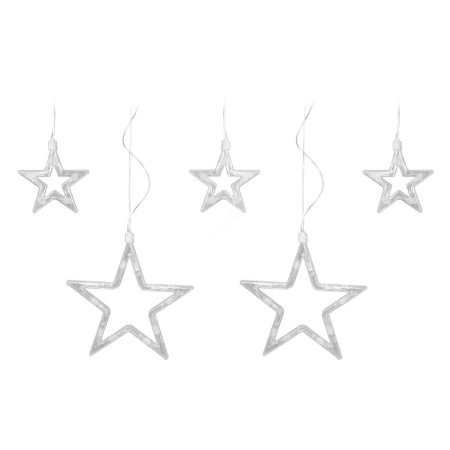 ULD-E1803-045/STA RED IP20 STARS Занавес светодиодный фигурный Звёздочки, 1,8х0,3м. 6 подвесов. 45 светодиодов. Красный свет. Провод прозрачный. TM Uniel.