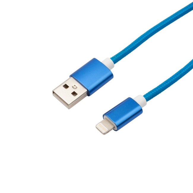 Кабель REXANT USB-Lightning 1 м, синяя нейлоновая оплетка