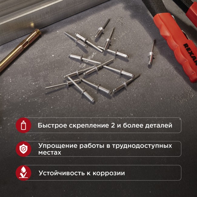 Заклепки, 4,8x14мм, 50 шт. REXANT Заклепки, 4,8x14мм, 50 шт. REXANT
