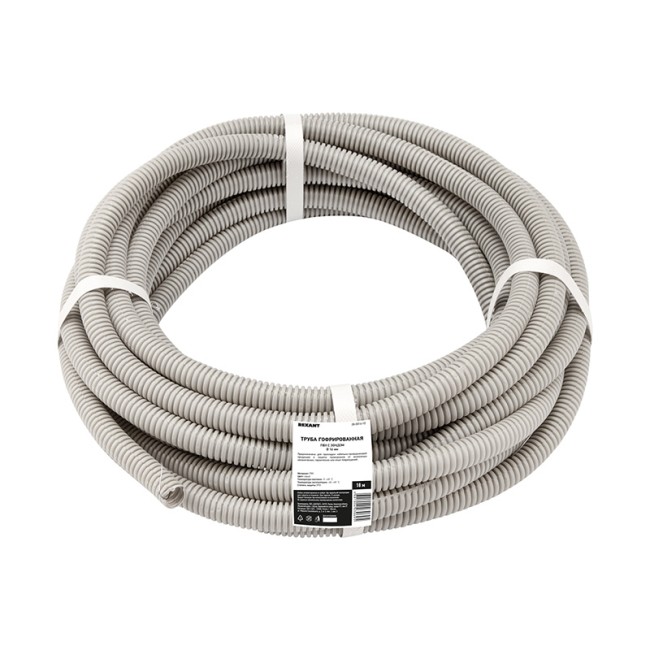Труба гофрированная из ПВХ, с зондом, Ø16мм (бухта 10 м/уп) REXANT Труба гофрированная из ПВХ, с зондом, Ø16мм (бухта 10 м/уп) REXANT