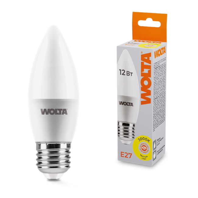 Светодиодная лампа WOLTA 25YC12E27 12Вт 3000K Е27