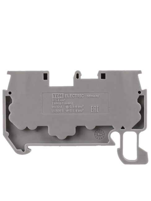 Зажим клеммный безвинтовой ЗКБ быстрого зажима 4 мм2 32А серый (Ph-C PT 4) TDM Зажим клеммный безвинтовой ЗКБ быстрого зажима 4 мм2 32А серый (Ph-C PT 4) TDM
