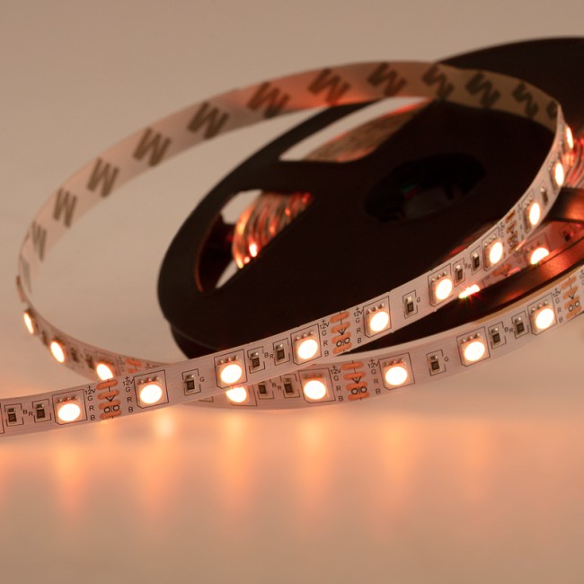 Лента светодиодная 12В, SMD5050, 60 LED/м, RGB, 10мм, 5м, IP20 LAMPER
