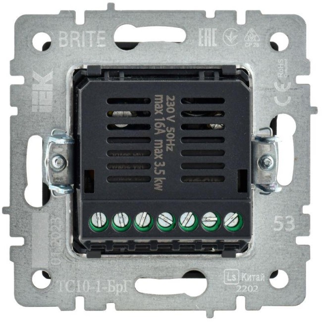 Термостат электронный с индик. BRITE СП IP20 ТС10-1-БрГ механизм графит IEK BR-RT11-K53