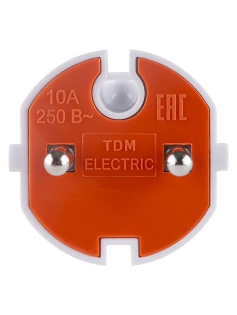 Вилка б/з белая с красной вставкой 10А 250В TDM Вилка б/з белая с красной вставкой 10А 250В TDM