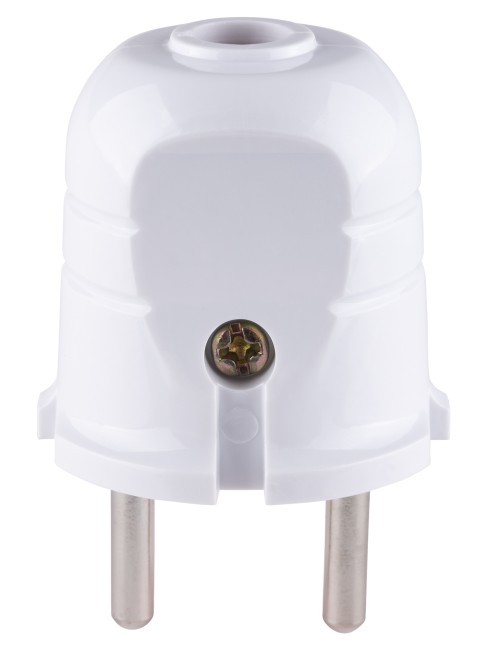 Вилка б/з белая с красной вставкой 10А 250В TDM Вилка б/з белая с красной вставкой 10А 250В TDM